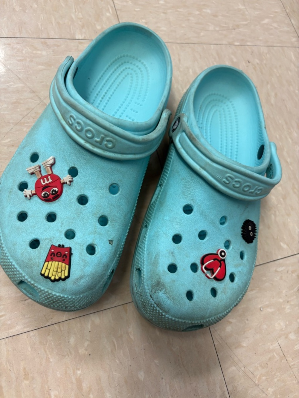 CROCS Men's Slip-On Clog in Aqua Blue with Jibbitz